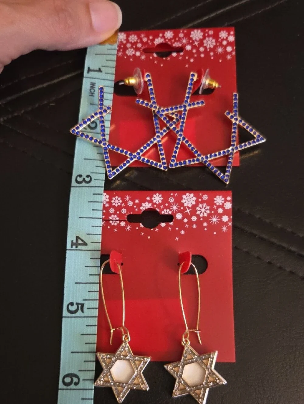 Kohl's Holiday Gold Tone CZ Star Of David Pierced Earrings 2 Pair NWT